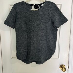 Madewell, short sleeve rounded hem bow back sweater.